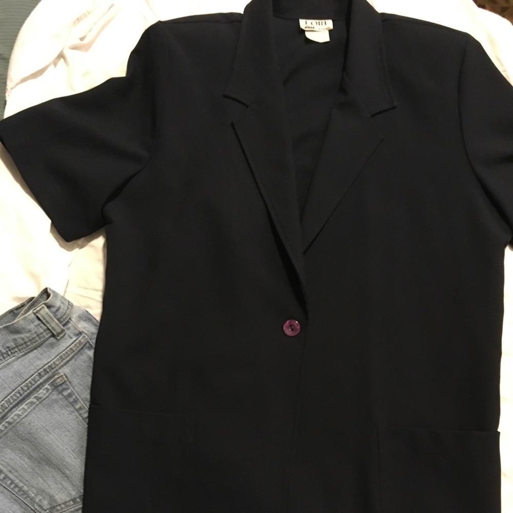 Black Short Sleeve Jacket Blazer